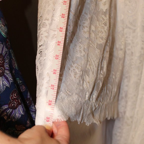 NWOT Beautiful Modest Wedding Gown with Train, White with Lace and Rhinestones - Picture 11 of 16